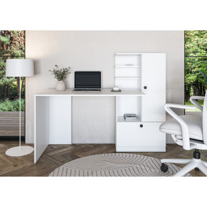 CUBBY modern íróasztal integrált polcos tárolóval – fehér – 150 cm