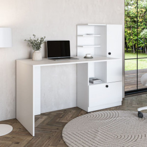 CUBBY modern íróasztal integrált polcos tárolóval – fehér – 150 cm HALMAR
