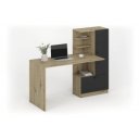 CUBBY modern íróasztal polcos tárolóval –  tölgy / fekete – 150 cm