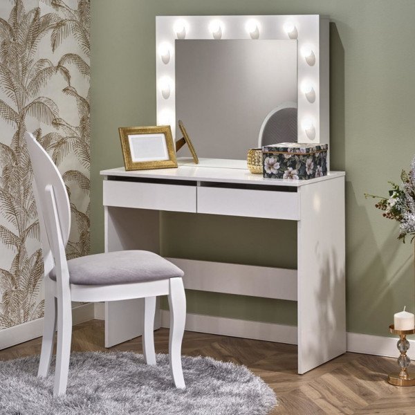 SPOTLIGHT modern fésülködőasztal LED világítással – fehér – 94 cm