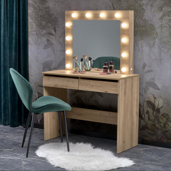 SPOTLIGHT modern fésülködőasztal LED világítással – tölgy – 94 cm