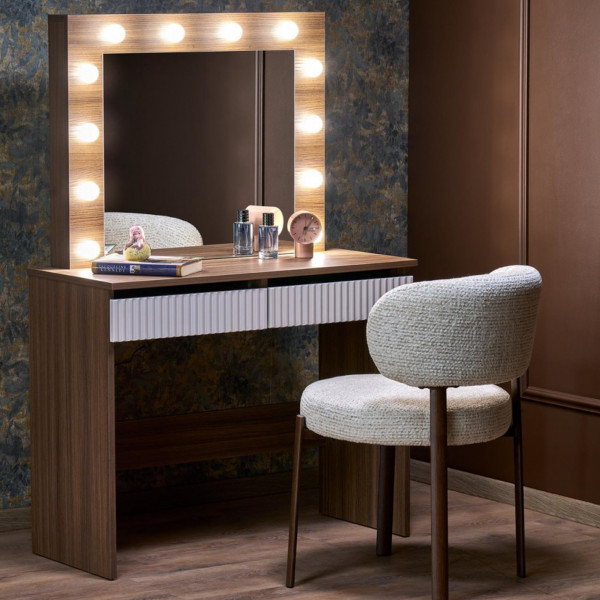 SPOTLIGHT modern fésülködőasztal LED világítással – kasmír / dió – 94 cm