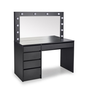 SPOTLIGHT XL modern fésülködőasztal LED világítással – fekete – 120 cm