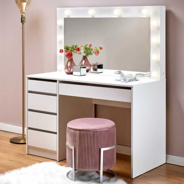 SPOTLIGHT XL modern fésülködőasztal LED világítással – fehér – 120 cm