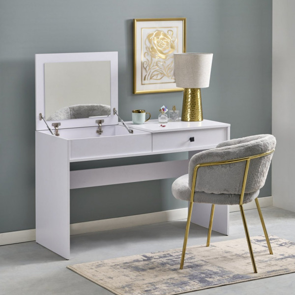 FLIP modern fésülködőasztal felnyitható tükörrel – fehér – 120 cm