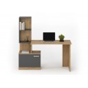 GRID modern íróasztal integrált polcokkal – Artisan tölgy / grafit – 144 cm