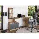 GRID modern íróasztal integrált polcokkal – Artisan tölgy / grafit – 144 cm