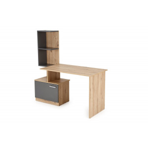 GRID modern íróasztal integrált polcokkal – Artisan tölgy / grafit – 144 cm