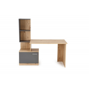 GRID modern íróasztal integrált polcokkal – Artisan tölgy / grafit – 144 cm