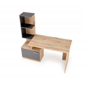 GRID modern íróasztal integrált polcokkal – Artisan tölgy / grafit – 144 cm