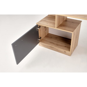 GRID modern íróasztal integrált polcokkal – Artisan tölgy / grafit – 144 cm