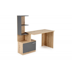 GRID modern íróasztal integrált polcokkal – Artisan tölgy / grafit – 144 cm