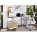 GRID modern íróasztal integrált polcokkal – fehér / tölgy – 144 cm