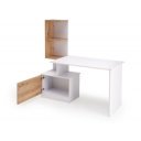 GRID modern íróasztal integrált polcokkal – fehér / tölgy – 144 cm