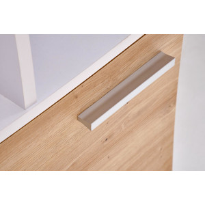 GRID modern íróasztal integrált polcokkal – fehér / tölgy – 144 cm
