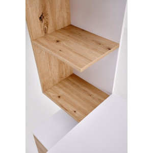 GRID modern íróasztal integrált polcokkal – fehér / tölgy – 144 cm