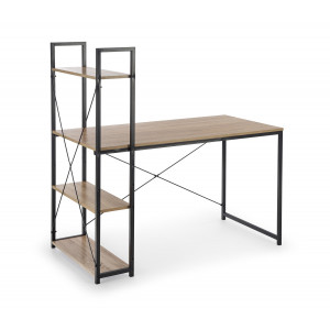 RACK modern íróasztal 3 polccal – tölgy / fekete – 120 cm