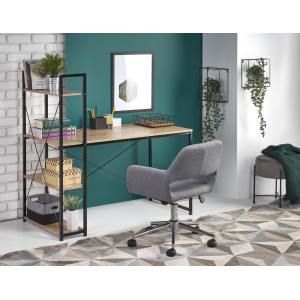 RACK modern íróasztal 3 polccal – tölgy / fekete – 120 cm