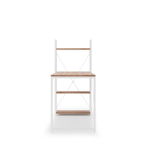 RACK modern íróasztal 3 polccal – tölgy / fehér – 120 cm