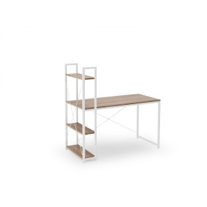 RACK modern íróasztal 3 polccal – tölgy / fehér – 120 cm