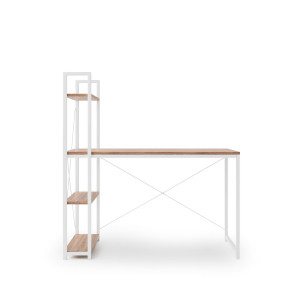 RACK modern íróasztal 3 polccal – tölgy / fehér – 120 cm