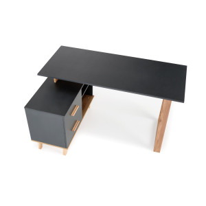 SWITCH variálható íróasztal fiókokkal és polcokkal –  tölgy / antracit – 134–210 cm