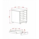 STACKER modern görgős fiókos konténer – fehér – 37 cm