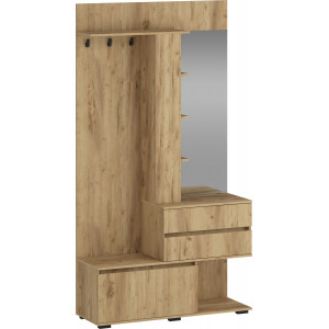 ENTRY modern előszobabútor tükörrel és tárolókkal – arany tölgy – 120 cm