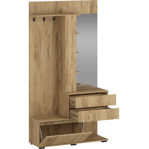ENTRY modern előszobabútor tükörrel és tárolókkal – arany tölgy – 120 cm