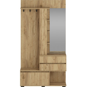 ENTRY modern előszobabútor tükörrel és tárolókkal – arany tölgy – 120 cm Előszoba bútorok