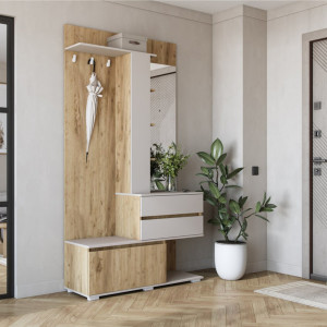 ENTRY modern előszobabútor tükörrel – arany tölgy / kasmír – 120 cm Előszoba bútorok