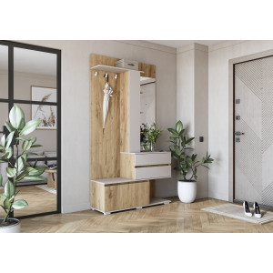 ENTRY modern előszobabútor tükörrel – arany tölgy / kasmír – 120 cm