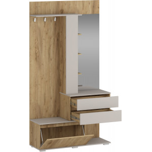 ENTRY modern előszobabútor tükörrel – arany tölgy / kasmír – 120 cm