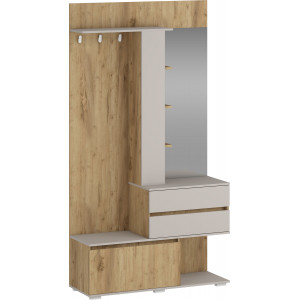ENTRY modern előszobabútor tükörrel – arany tölgy / kasmír – 120 cm