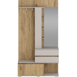 ENTRY modern előszobabútor tükörrel – arany tölgy / kasmír – 120 cm Előszoba bútorok