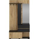 ENTRY modern előszobabútor tükörrel – arany tölgy / fekete – 120 cm
