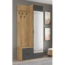 HALL modern előszobabútor tükörrel – arany tölgy / antracit – 100 cm