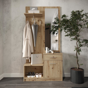 NOOK modern előszobabútor tükörrel –  tölgy – 90 cm Előszoba bútorok