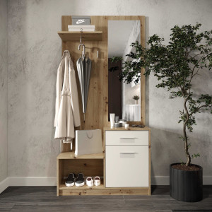 NOOK modern előszobabútor tükörrel – tölgy / kasmír – 90 cm Előszoba bútorok