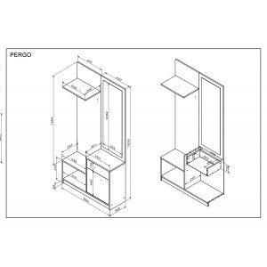 NOOK modern előszobabútor tükörrel – tölgy / kasmír – 90 cm