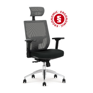 FLEX ergonomikus forgószék állítható fejtámlával – fekete / szürke