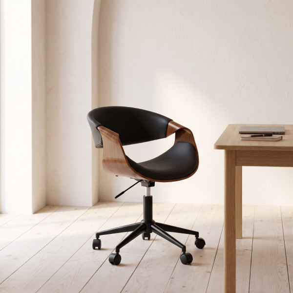 CURVE modern forgószék – fekete / dió