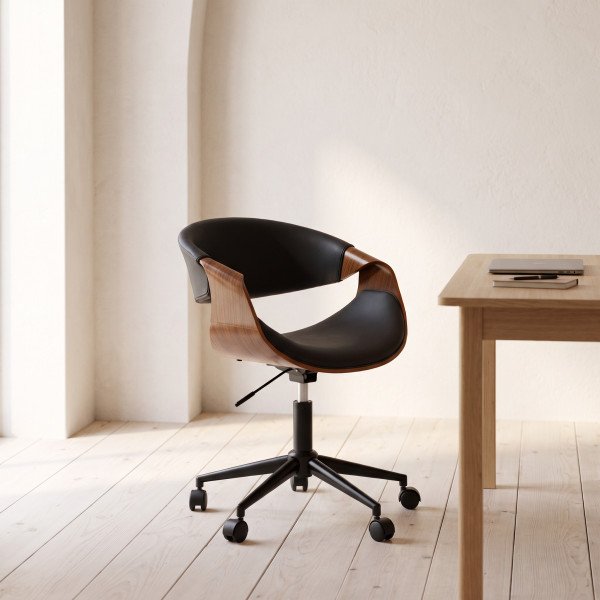 CURVE modern forgószék – fekete / dió
