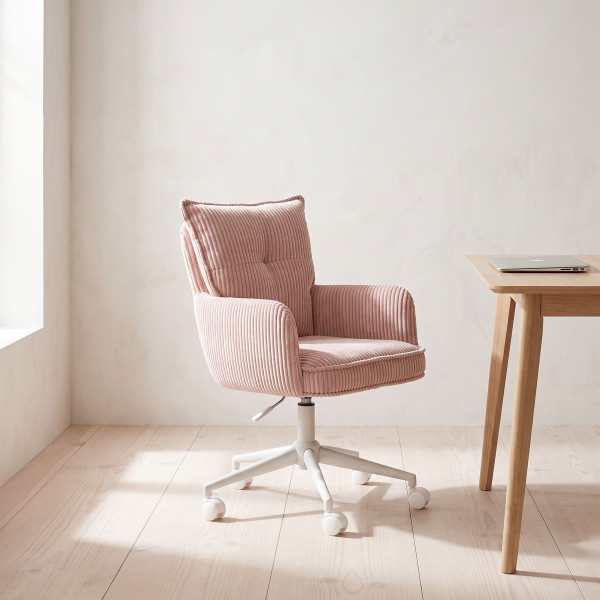 NEST modern forgószék – világos rózsaszín / fehér