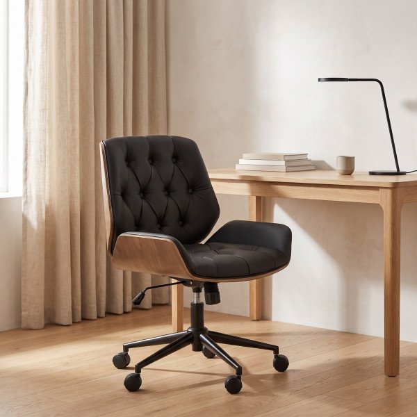 CONTOUR modern forgószék – dió / fekete