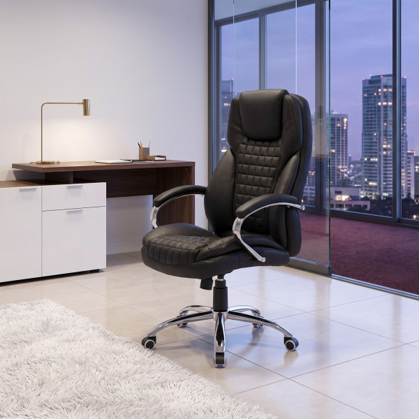 THRONE modern forgószék – fekete / króm