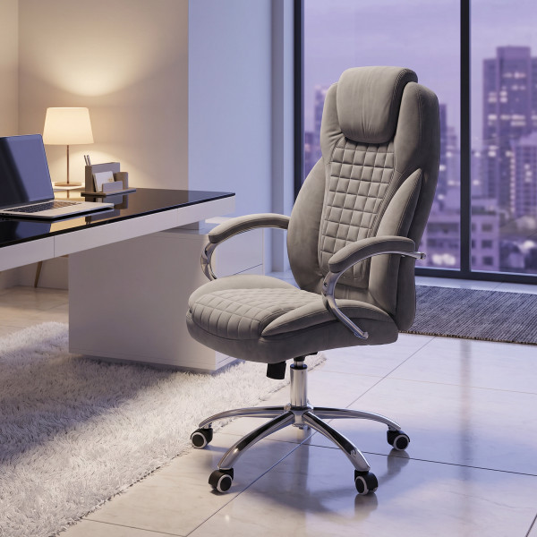 THRONE modern forgószék – szürke / króm