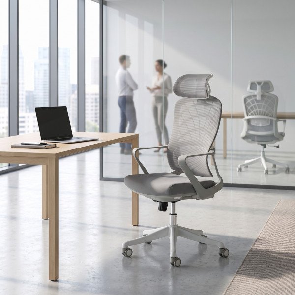 BREEZE modern forgószék – szürke / fehér