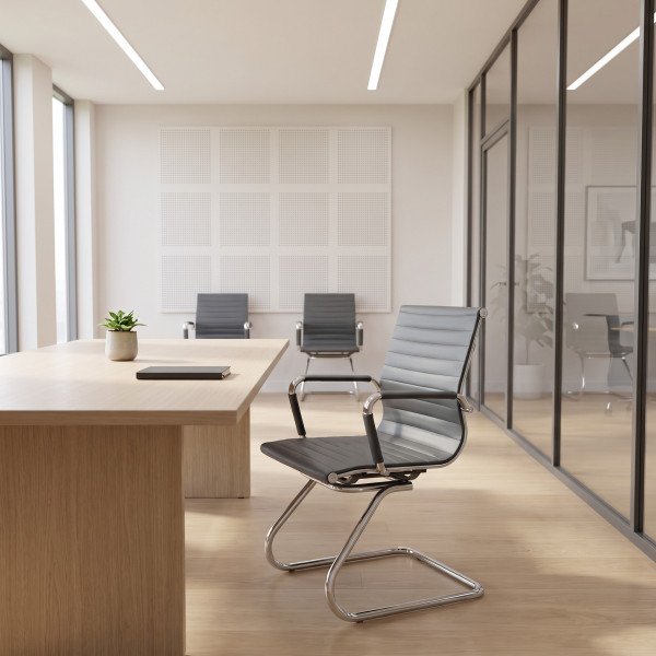 CONTOUR modern tárgyalószék – fekete / króm