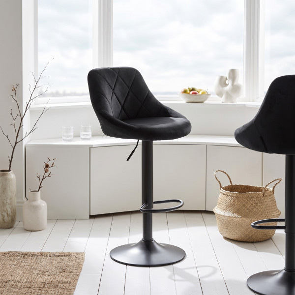 VELVET modern bárszék – fekete